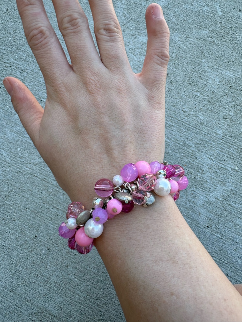 CHUNKY AND FUNKY PINK BEADED STRETCHY BRACELET
